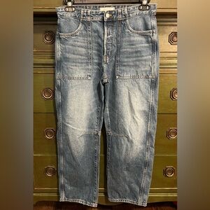 Women’s Madewell The Darted Barrel-Leg Jean Utility Pockets Button-Fly Size 26